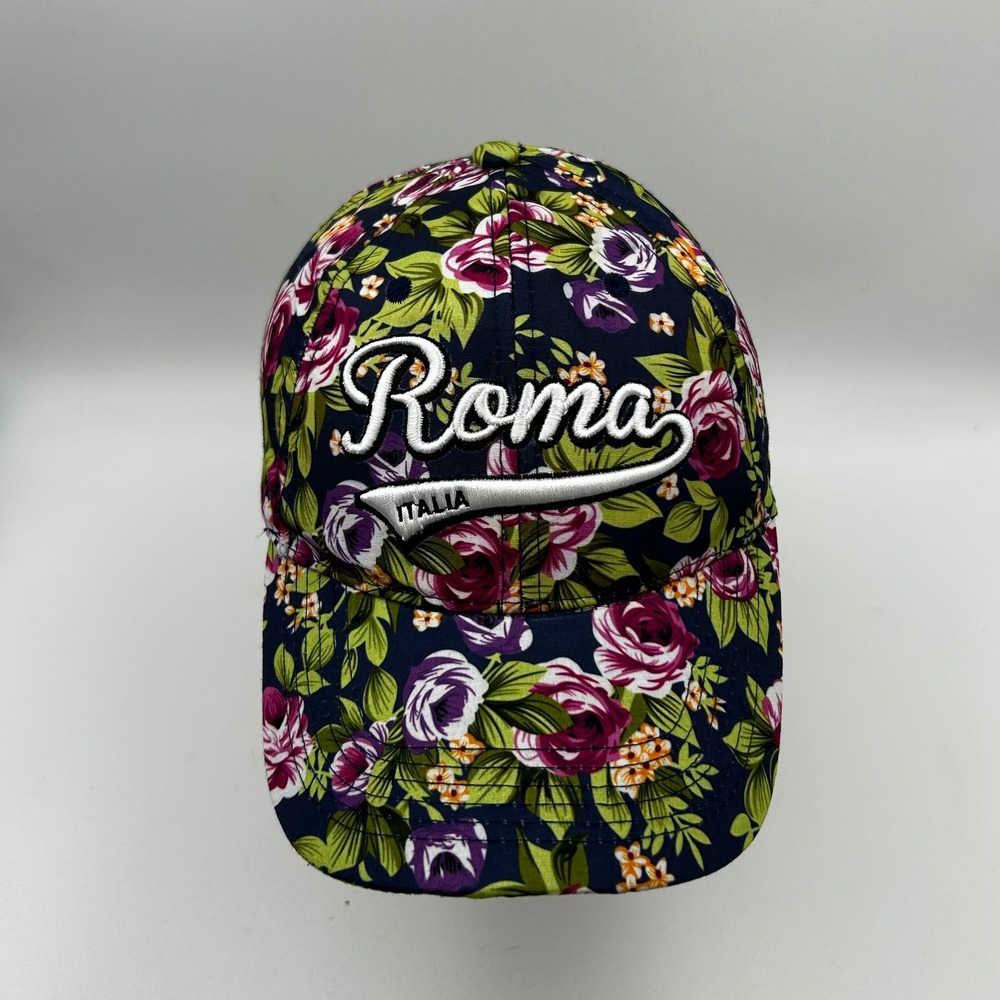Fabbro Souvenir Italia Baseball Cap Womens OS Navy Floral Roma Italy Embroidered